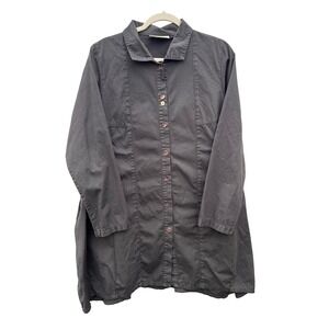 Eleven Stitch‎ Design Women Gray Button Up Long Sleeve Tunic Shirt Size S Lagen